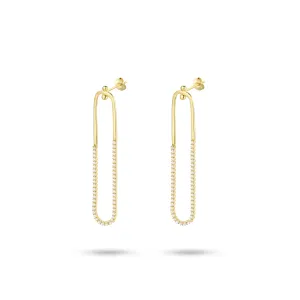 925 Silver earrings gilded with 18k yellow gold assembled with white zirconium oxide