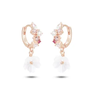 925 Silver earrings with 18k rose gold plating, assembled with Mother-of-pearl and zirconium oxide