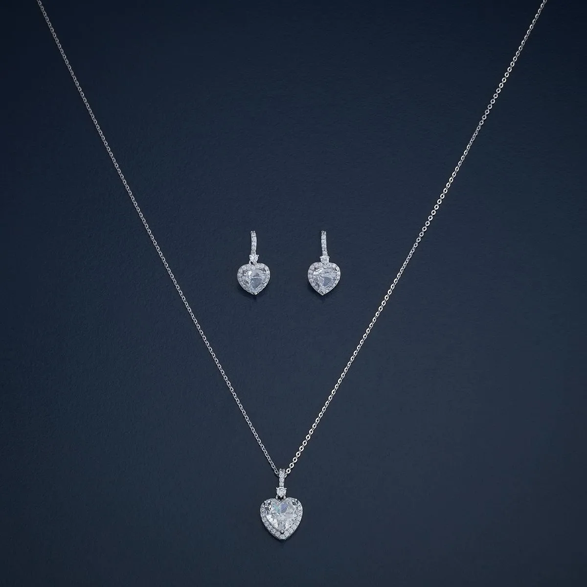 92.5 Silver Pendant with Chain and Earring Set 180980