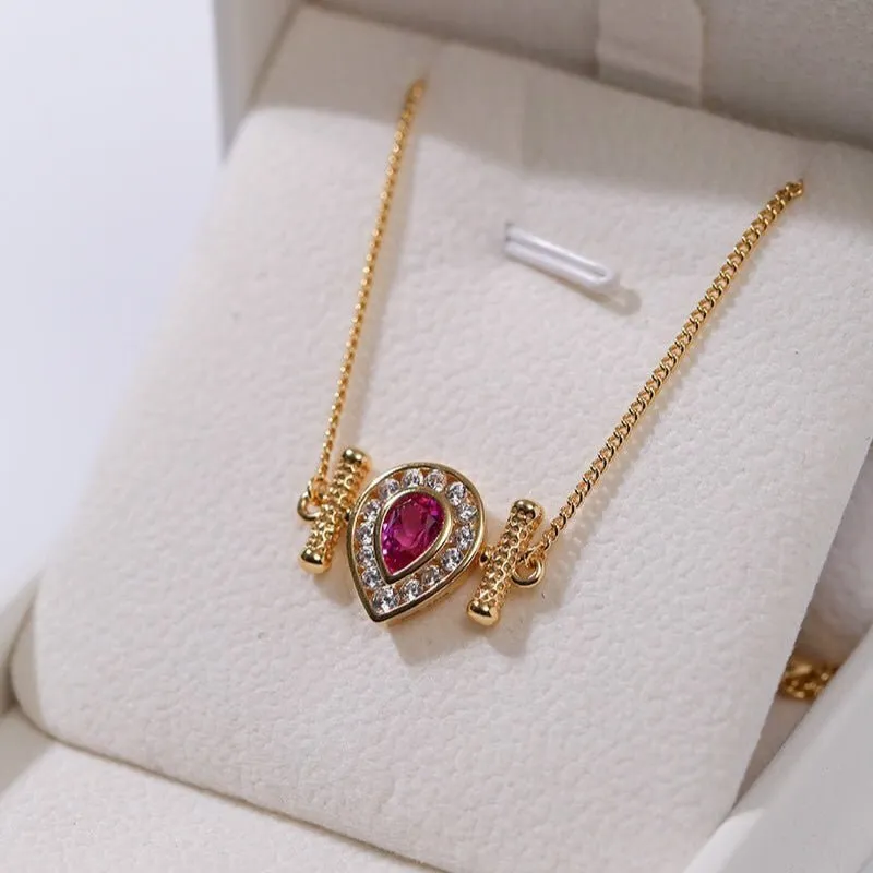 925 Silver Ruby Teardrop Necklace