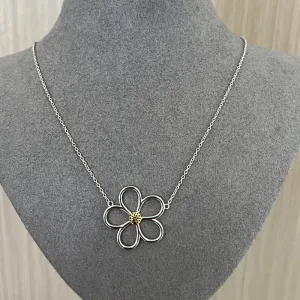 925 Sterling Silver Daisy Pendant Necklace Adjustable Chain
