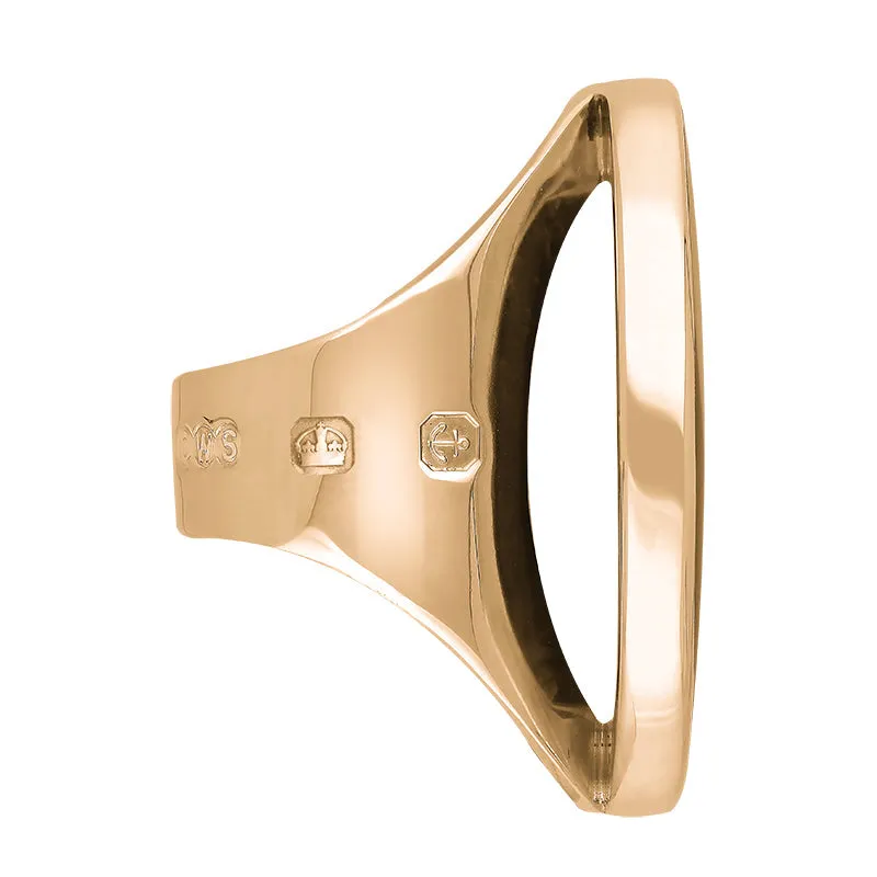9ct Rose Gold Whitby Jet Hallmark Large Round Ring