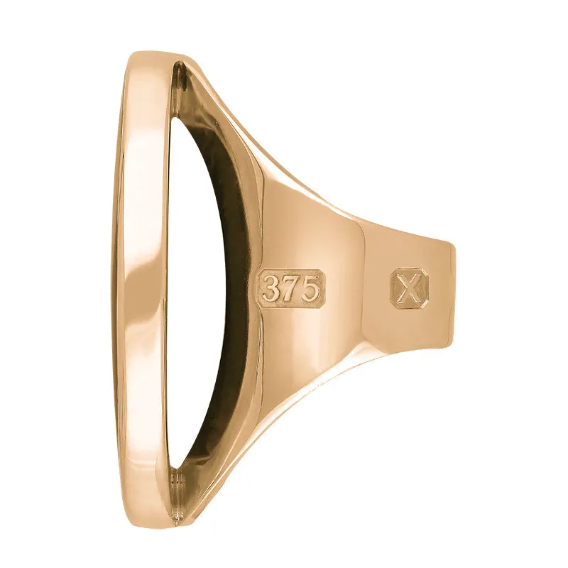 9ct Rose Gold Whitby Jet Hallmark Large Round Ring