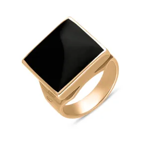 9ct Rose Gold Whitby Jet Hallmark Small Square Ring