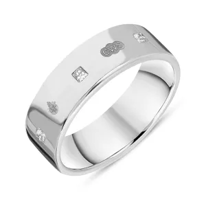 9ct White Gold 0.36ct Diamond Queen's Jubilee Hallmark Princess Cut 6mm Ring D