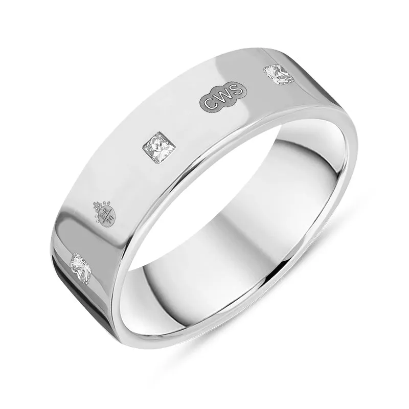 9ct White Gold 0.36ct Diamond Queen's Jubilee Hallmark Princess Cut 6mm Ring D