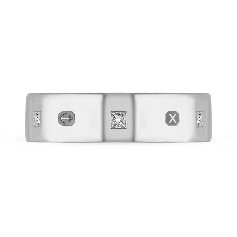 9ct White Gold 0.36ct Diamond Queen's Jubilee Hallmark Princess Cut 6mm Ring D