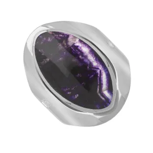 9ct White Gold Blue John Hallmark Medium Oval Ring