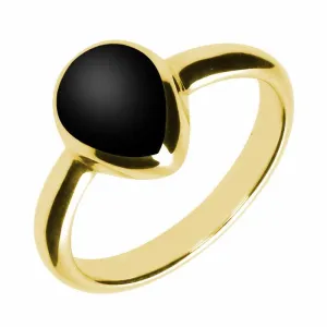 9ct Yellow Gold Whitby Jet Pear Shaped Ring