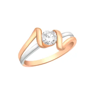 9K 2-Colour Gold 5mm CZ Swirl Ring
