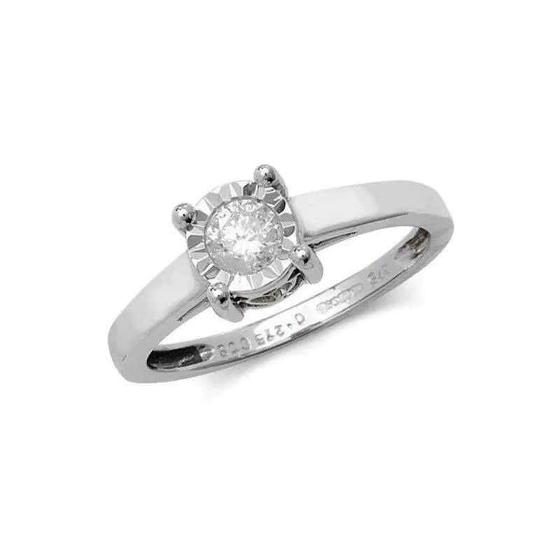 9K White Gold 0.27ct Illusion Set Diamond Solitaire Ring