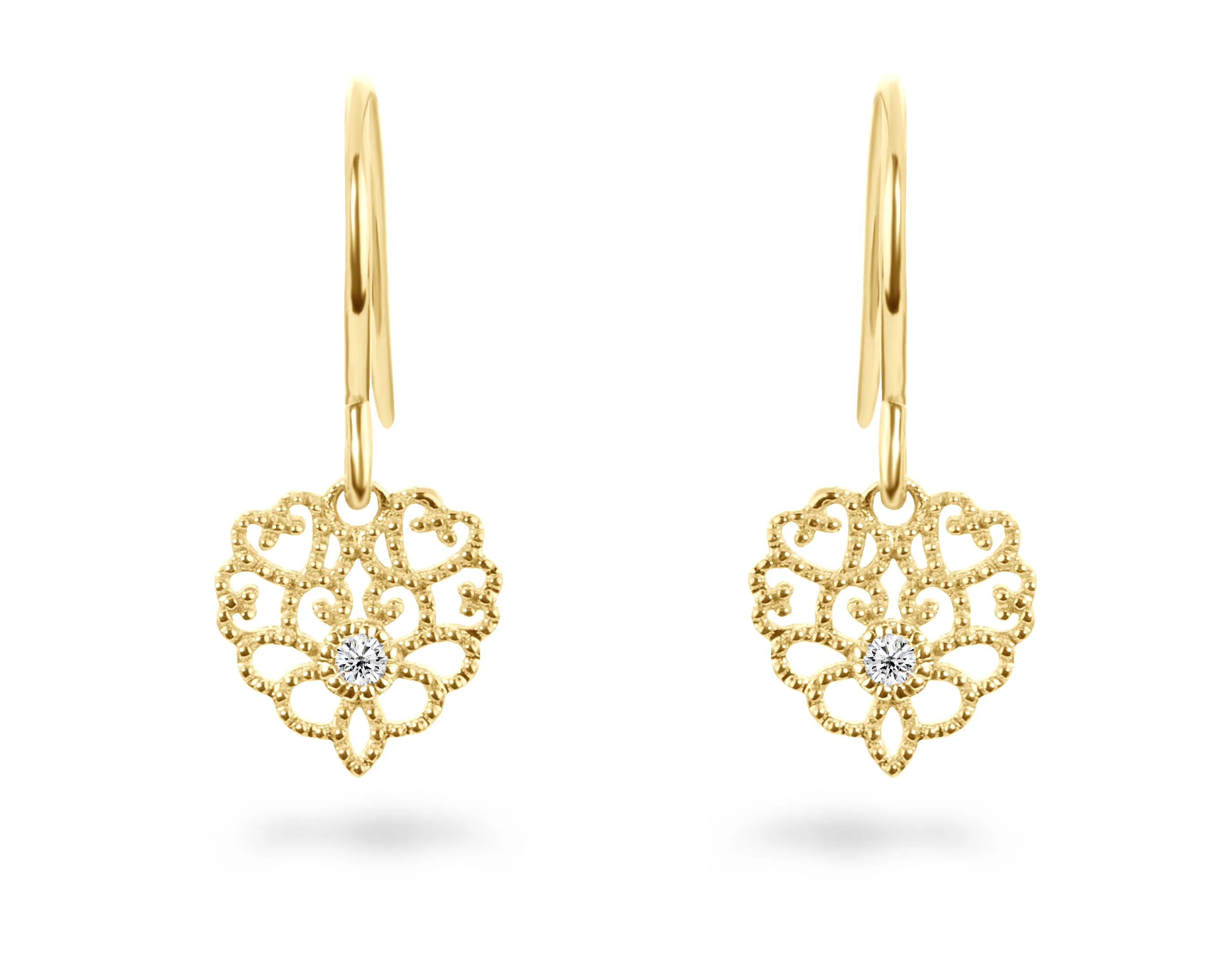 9k Yellow Gold Earrings Set with HSI Diamonds
