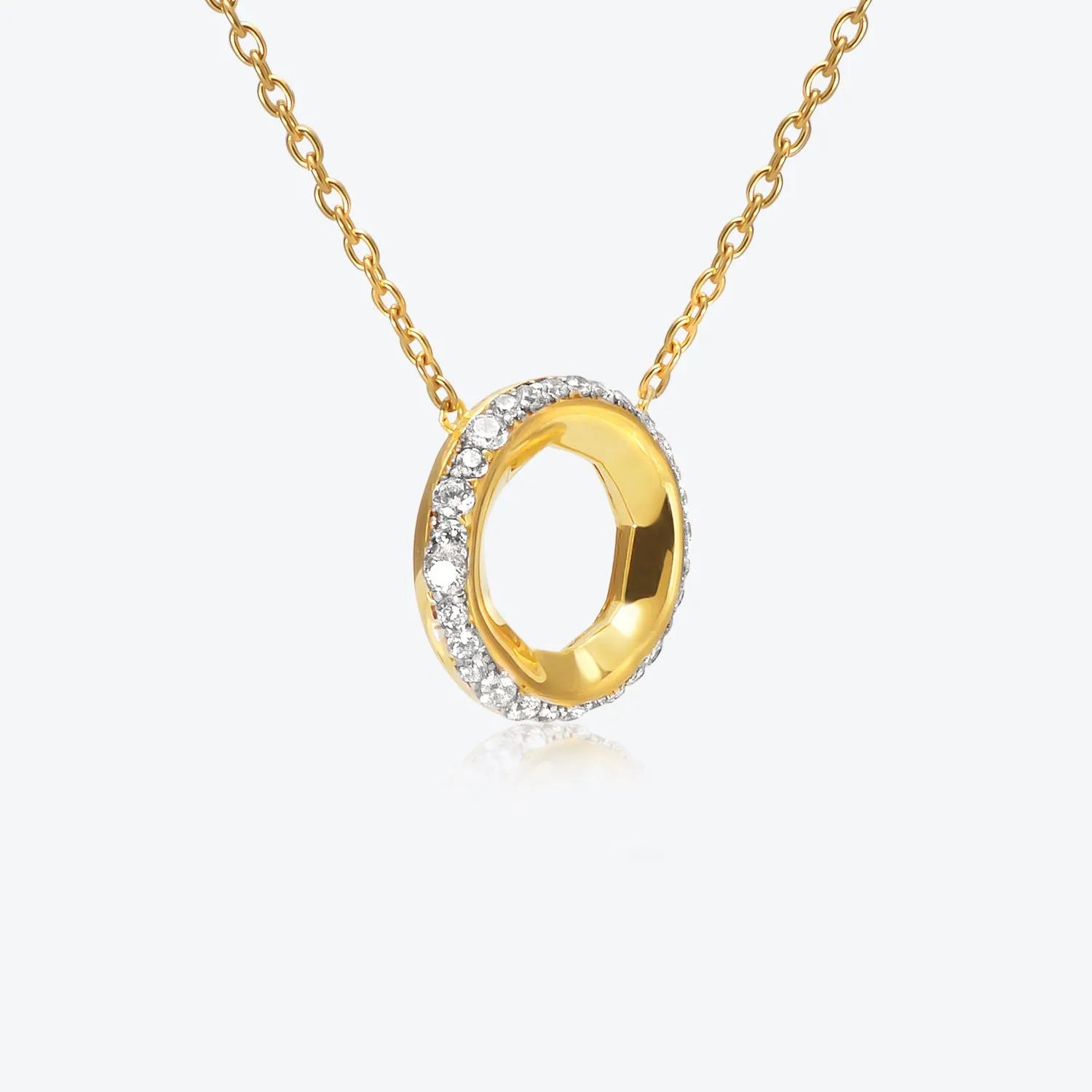 A. Sun Halo Aura 18K Gold Necklace w. Lab-Grown Diamond Pav??