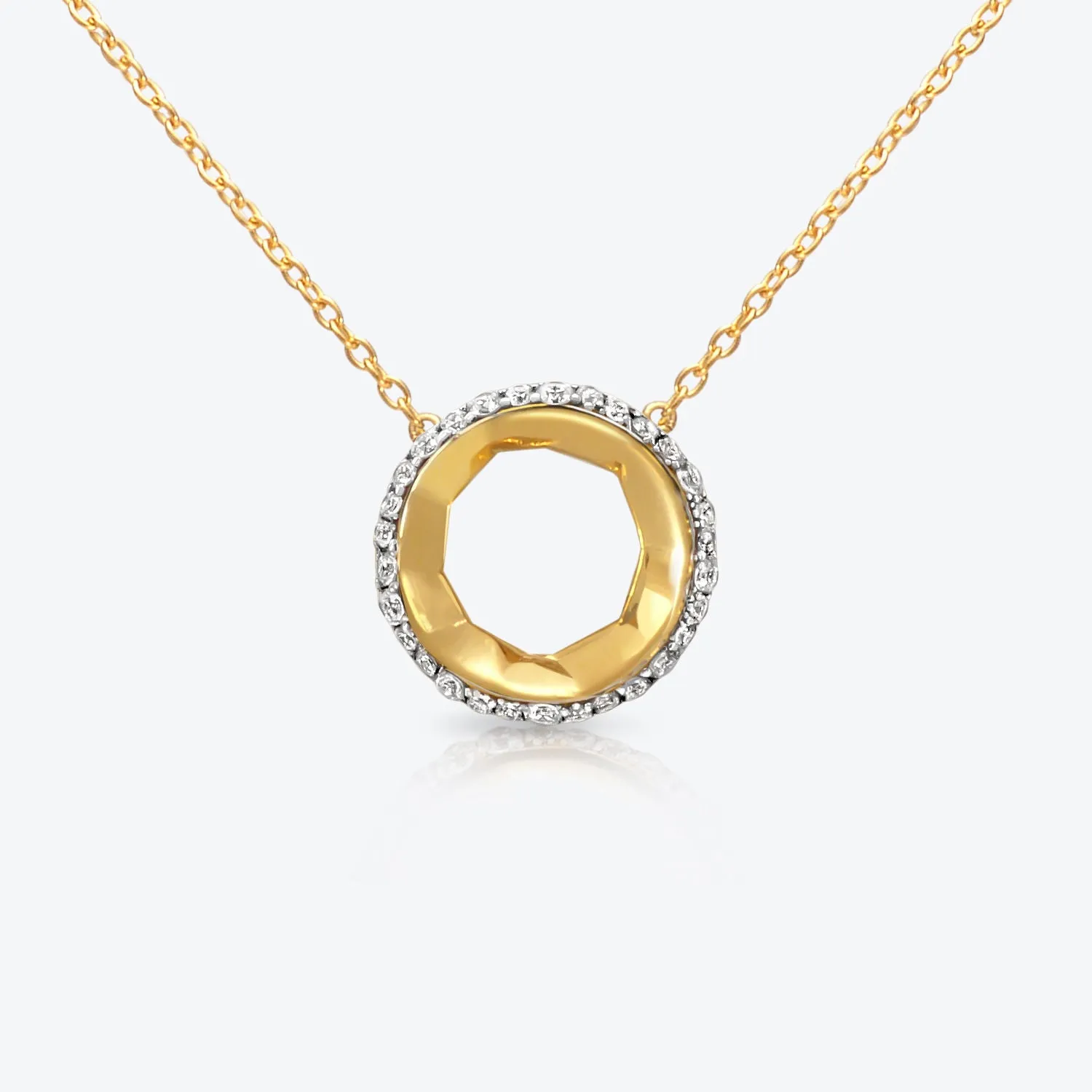 A. Sun Halo Aura 18K Gold Necklace w. Lab-Grown Diamond Pav??