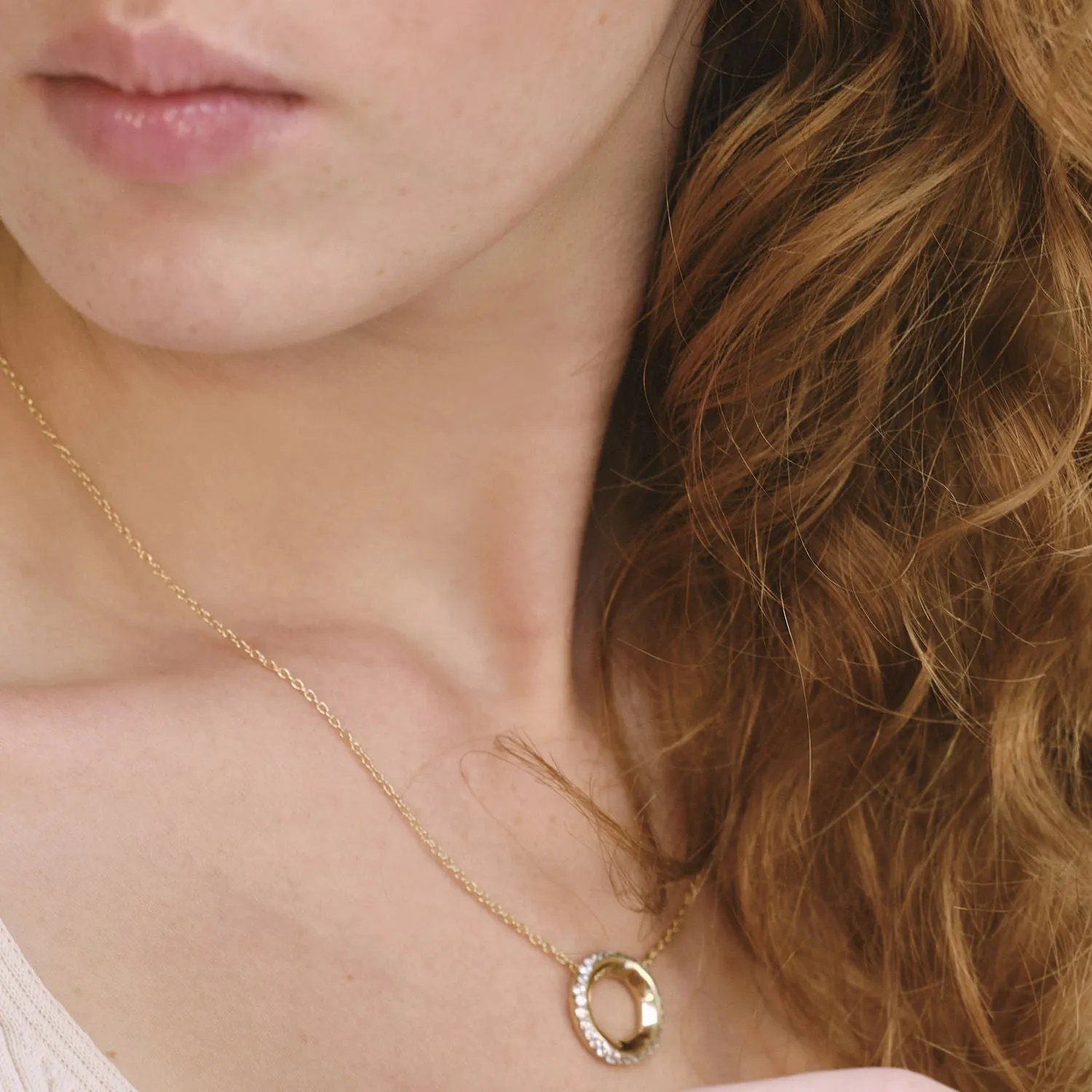 A. Sun Halo Aura 18K Gold Necklace w. Lab-Grown Diamond Pav??