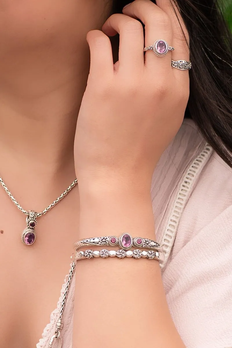 Admiration Cuff? in Pink Fluorite & Rhodolite Garnet