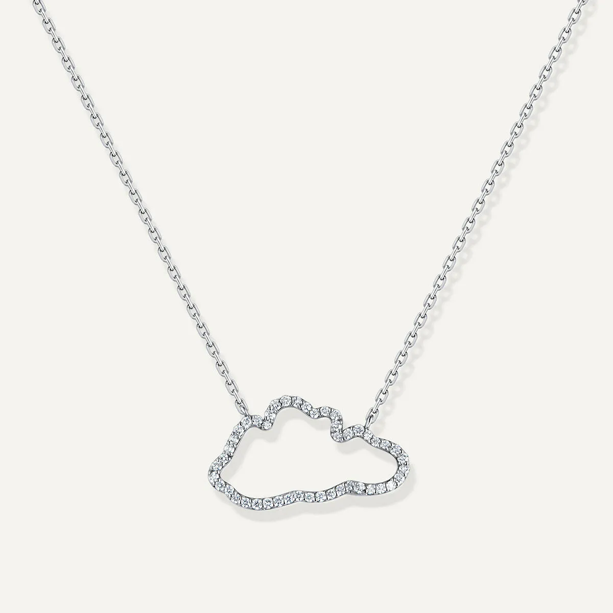 Allusia Love Accented 18K Whitegold Necklace w. Diamonds