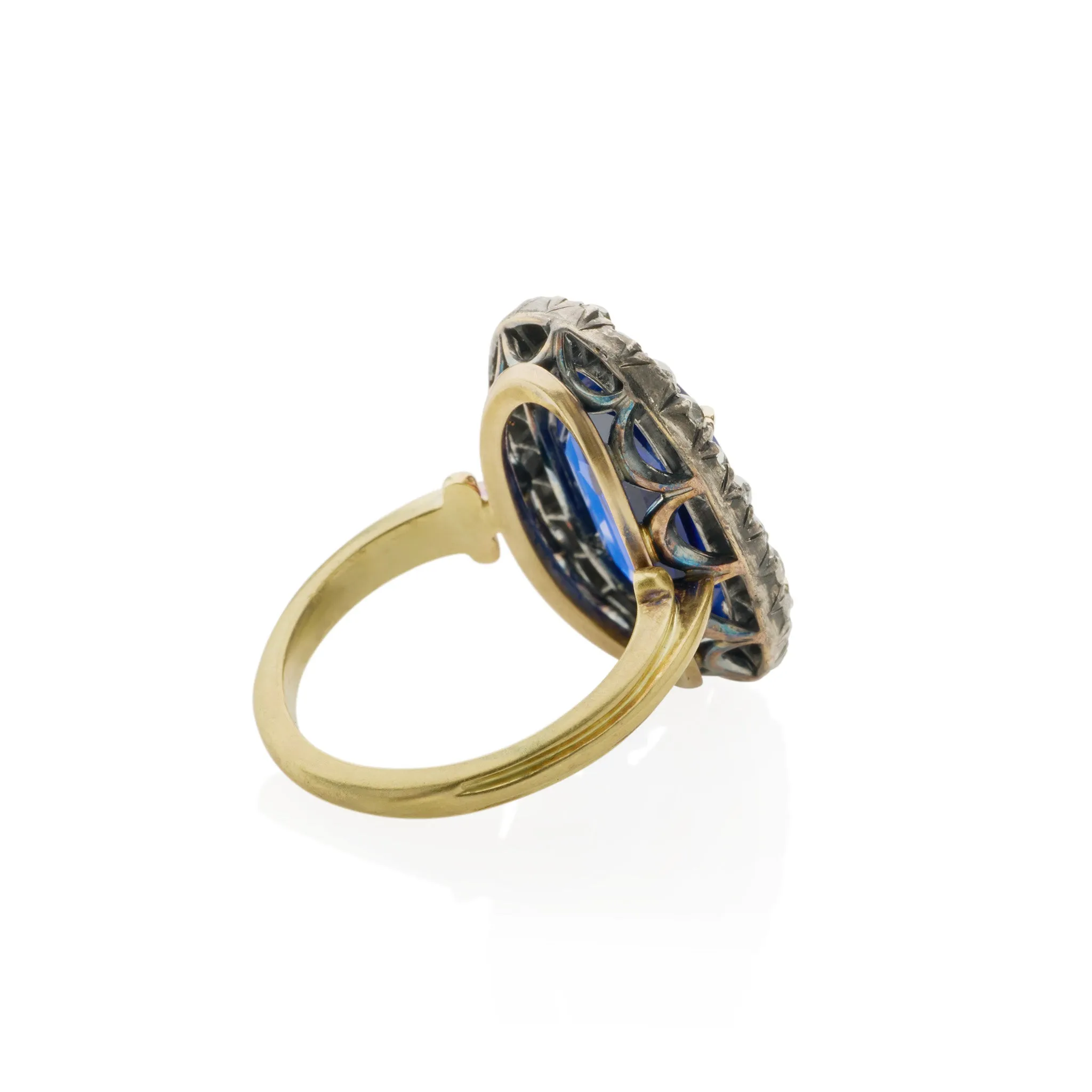Antique AGL Burma No Heat Sapphire and Diamond Ring