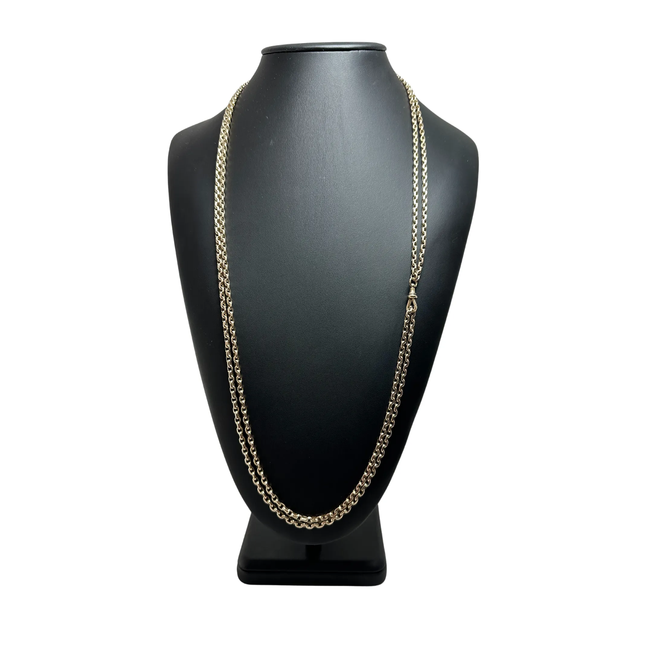 Antique Solid 8k Gold Double Muff/Longchain With Dog Clip