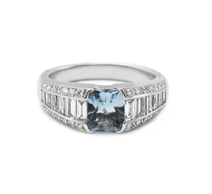 Aquamarine & Diamond Ring - 18ct White Gold