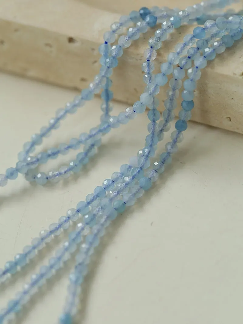 Aquamarine Toothpick Baroque Pearl OT Clasp Pendant Necklace