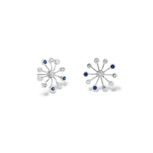 Astrantia Earrings 18ct White Gold - Aquamarine, Sapphire & Diamond