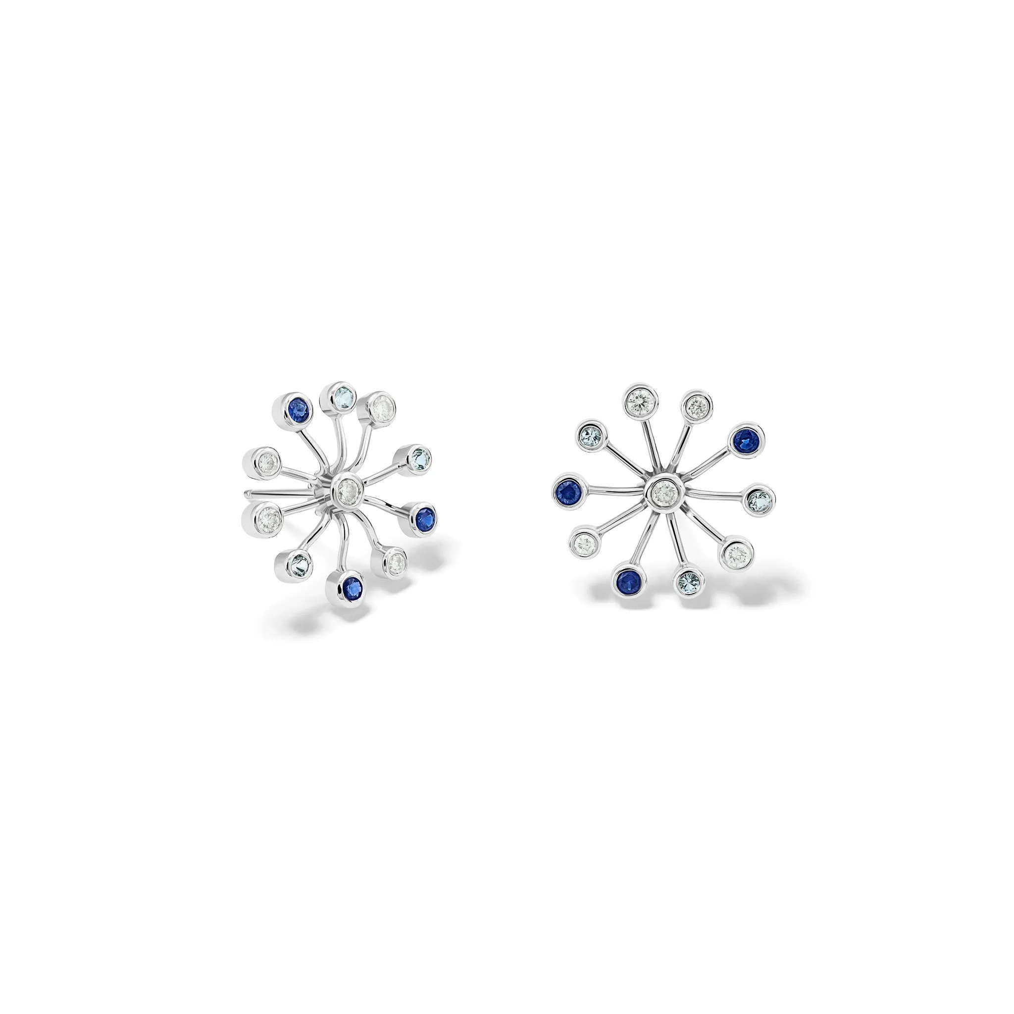 Astrantia Earrings 18ct White Gold - Aquamarine, Sapphire & Diamond