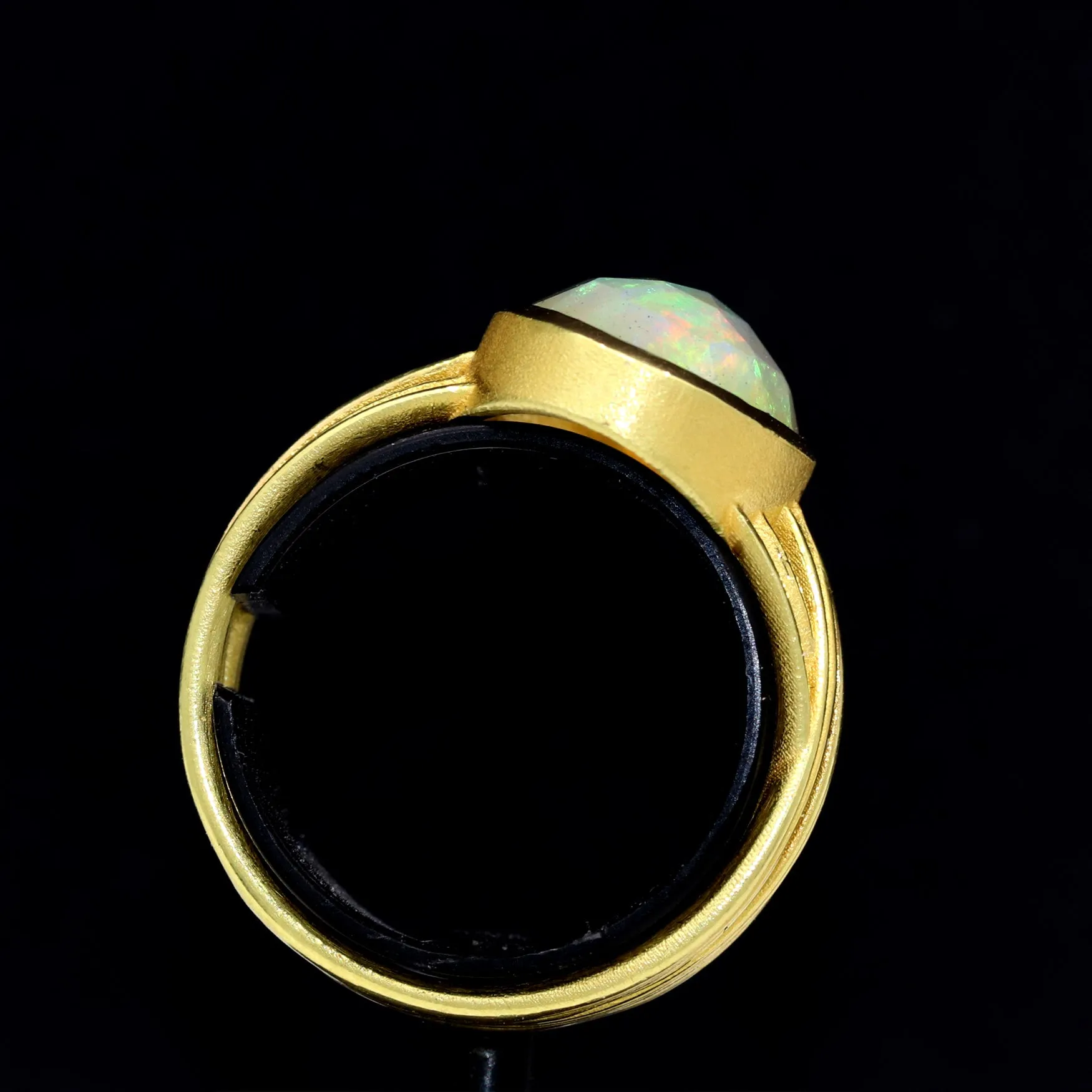 Barbara Heinrich Fiery Faceted Ethiopian Opal Multiwrap Gold Ring