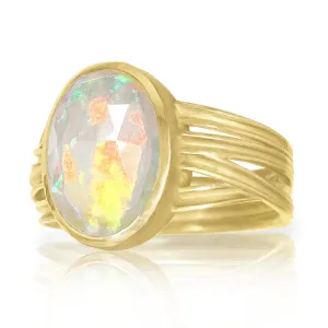 Barbara Heinrich Fiery Faceted Ethiopian Opal Multiwrap Gold Ring