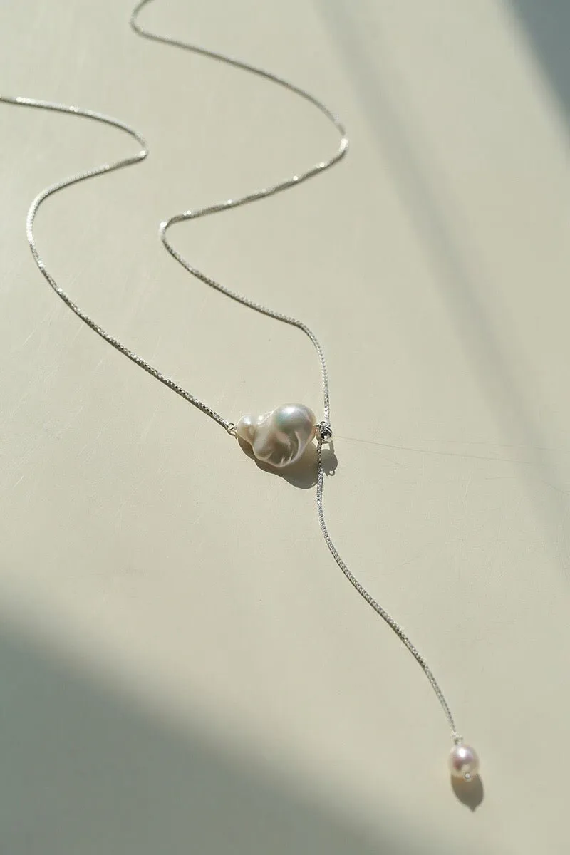 Baroque Pearl Y-Shaped Long Chain Necklace