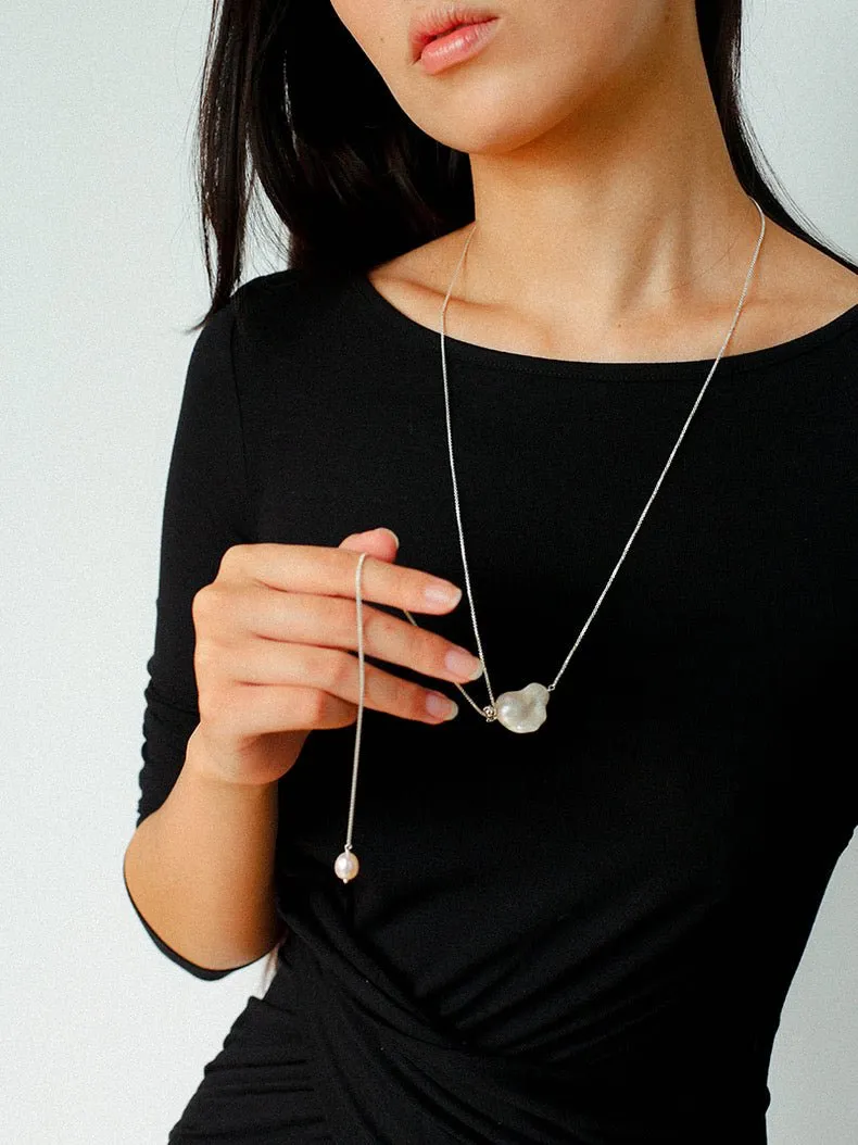 Baroque Pearl Y-Shaped Long Chain Necklace