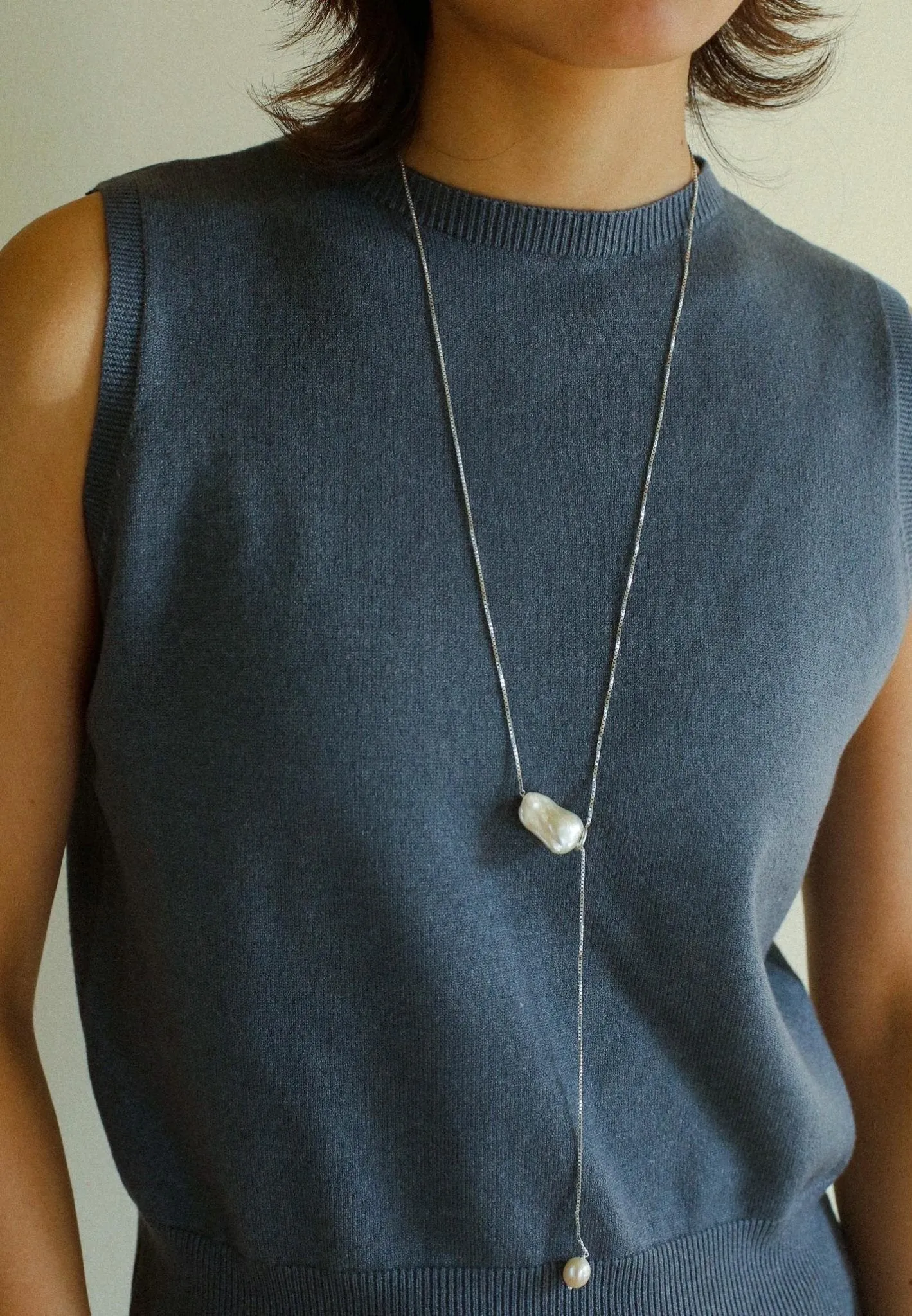 Baroque Pearl Y-Shaped Long Chain Necklace