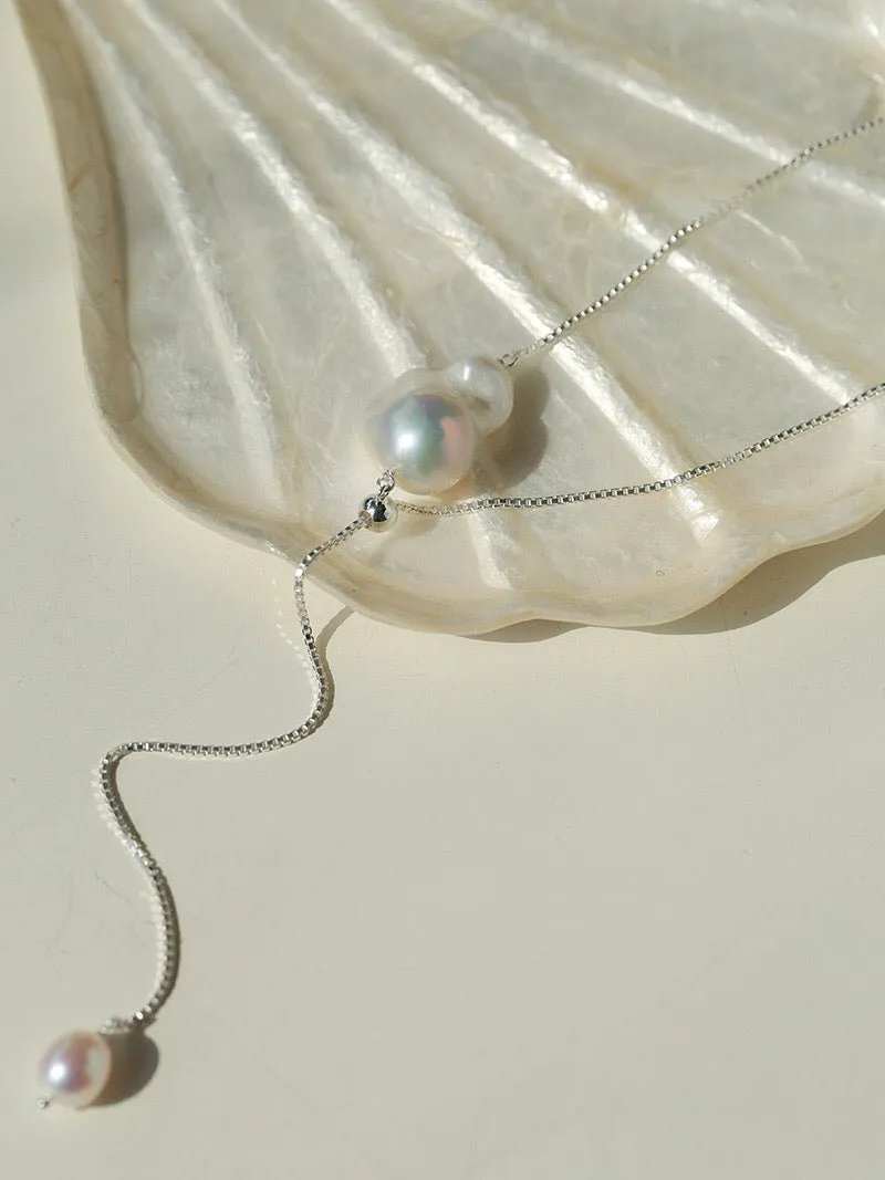 Baroque Pearl Y-Shaped Long Chain Necklace