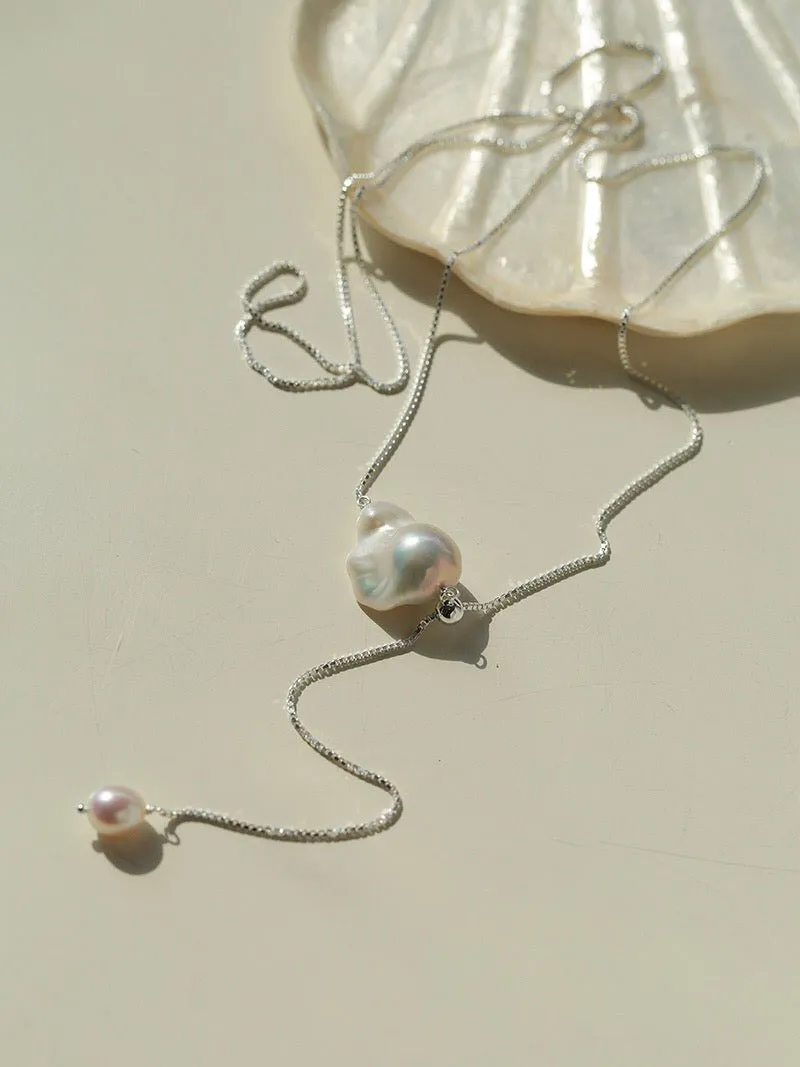 Baroque Pearl Y-Shaped Long Chain Necklace