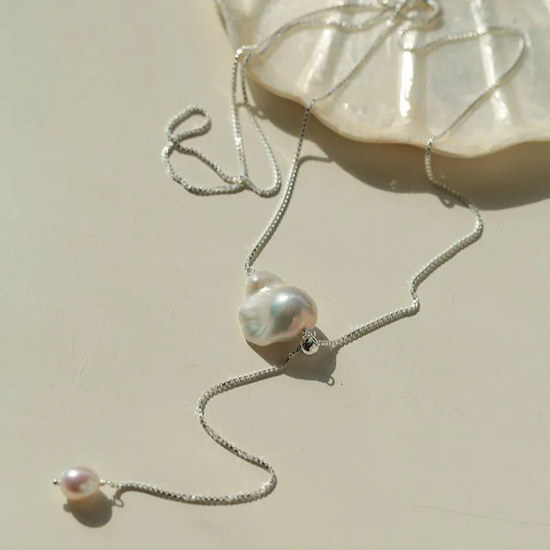 Baroque Pearl Y-Shaped Long Chain Necklace