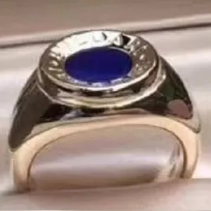 BGL-AN771885 monk head round agate wave surface light gold ring
