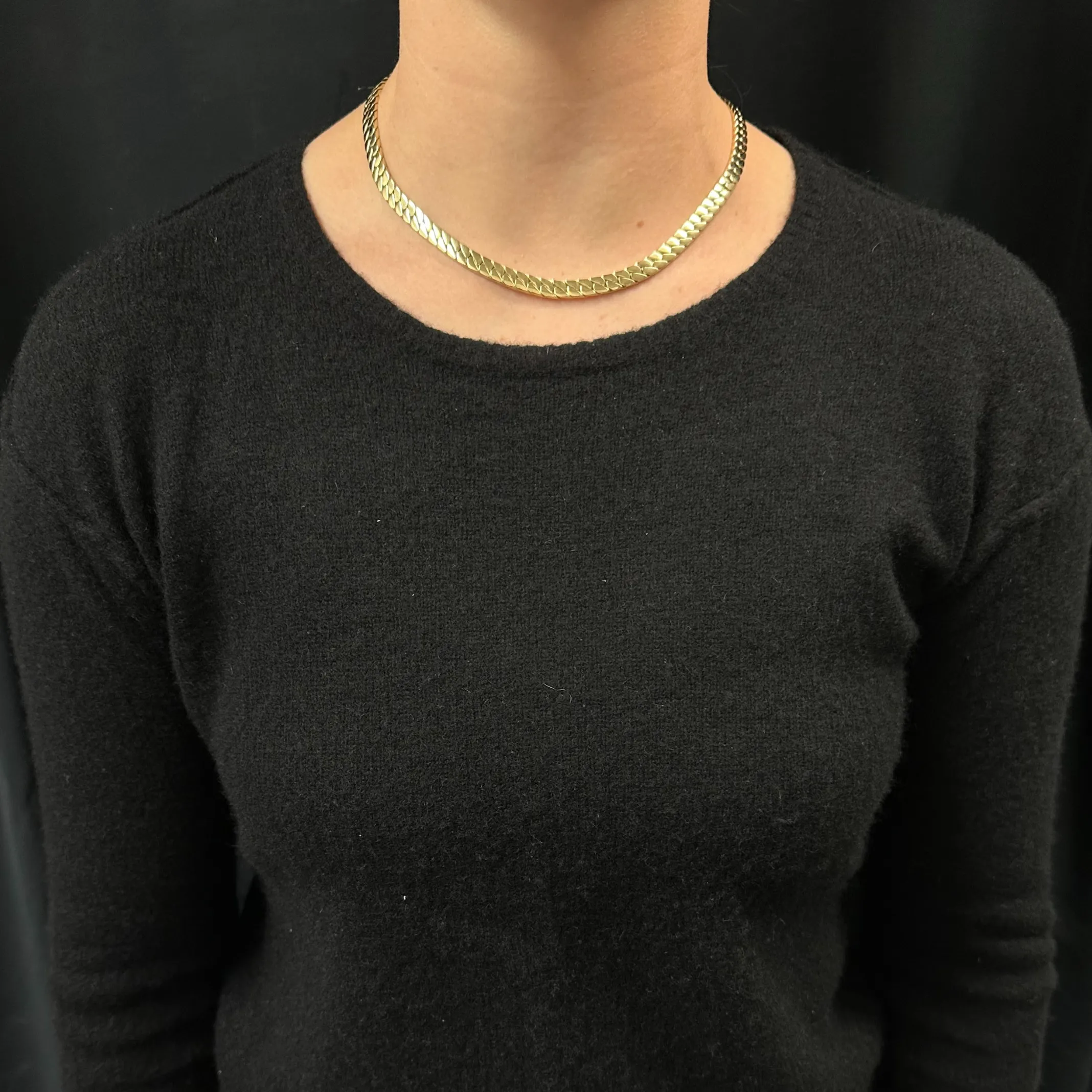Birks 14K Yellow Gold Heavy Curb Link Collar Necklace