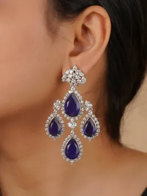 Blue Color Silver Plated Faux Diamond Earrings - CZEAR543BL