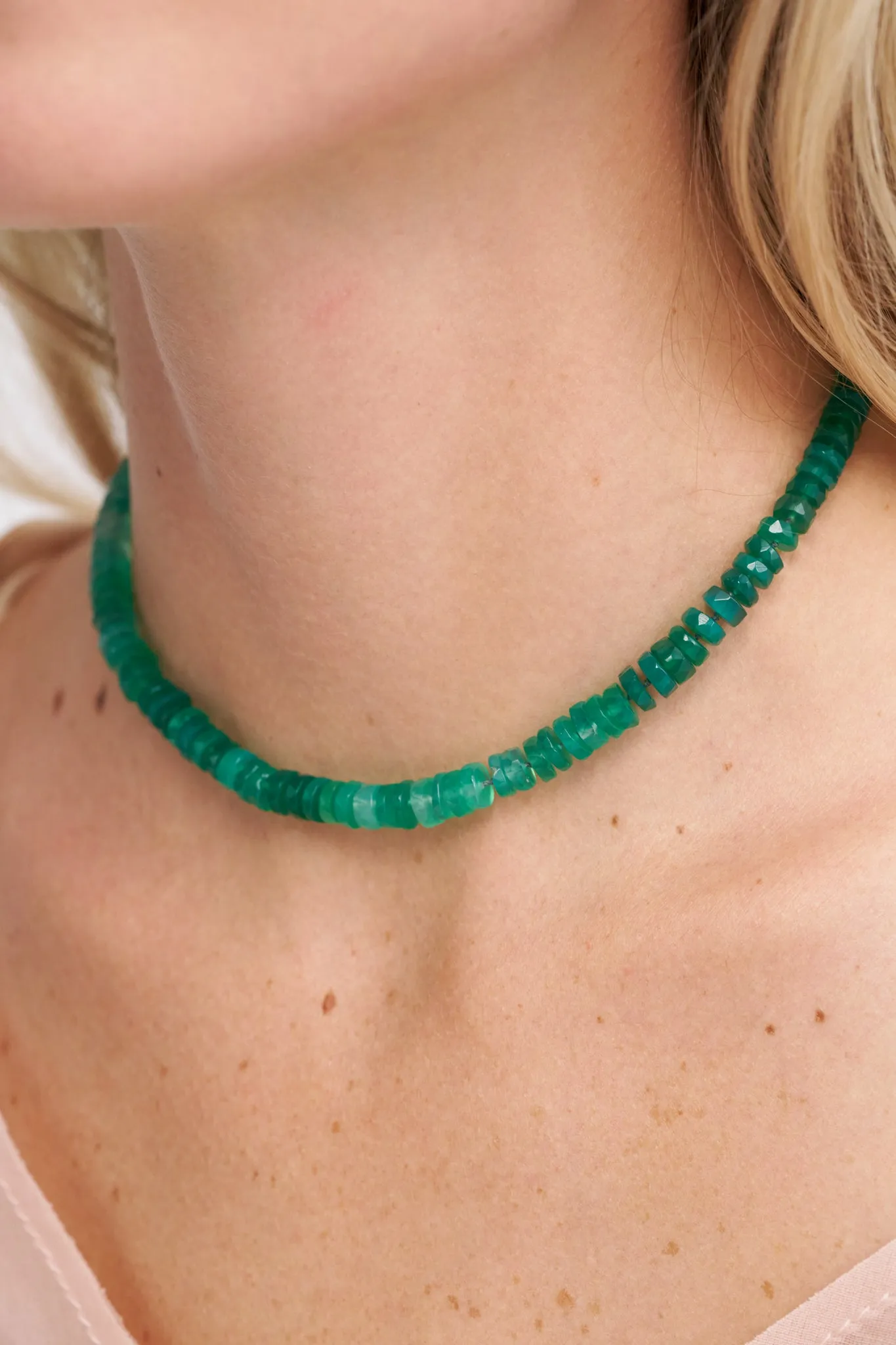 Bosfor Faceted Oval Bead Strand, Green Onyx