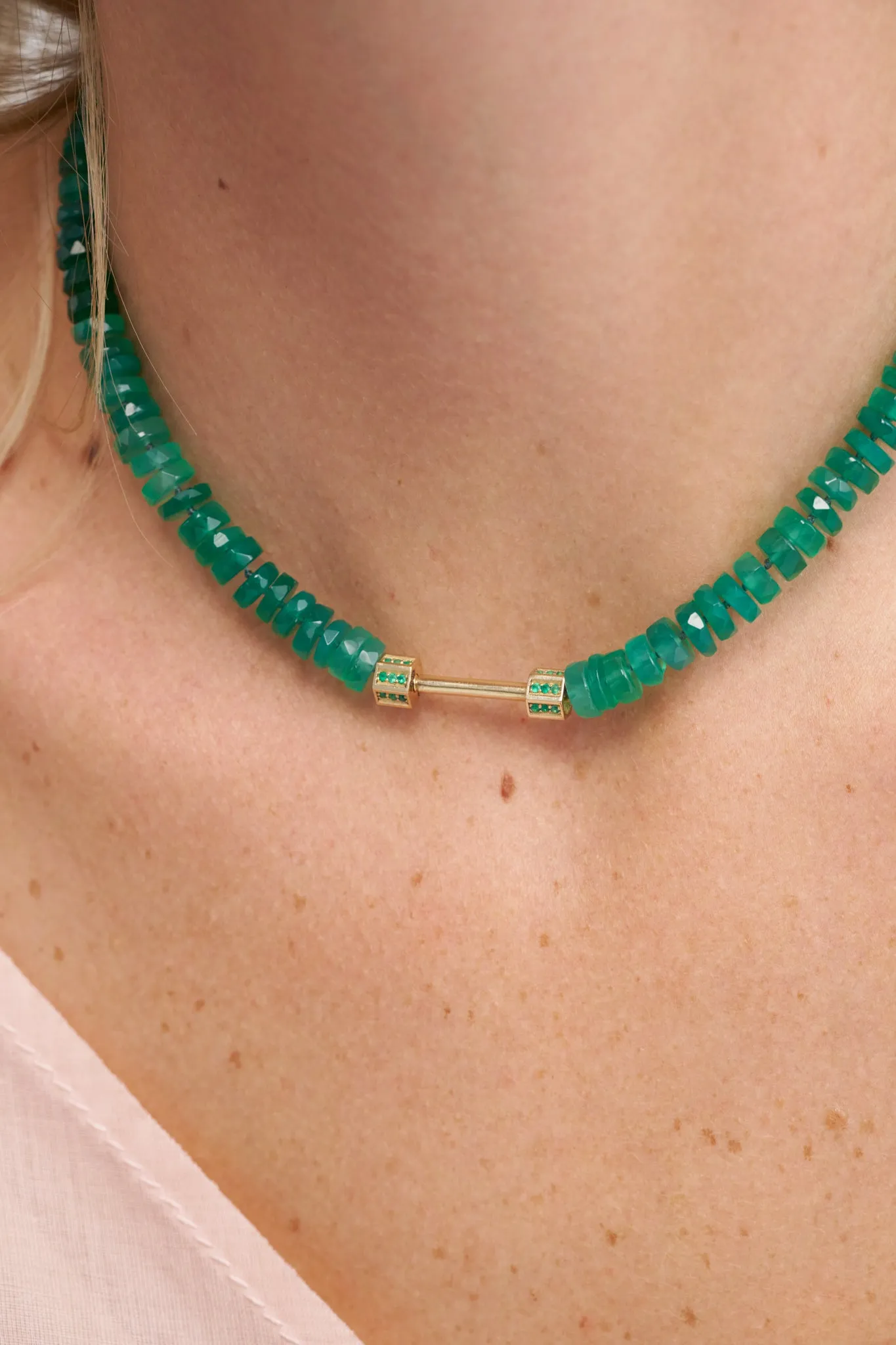 Bosfor Faceted Oval Bead Strand, Green Onyx