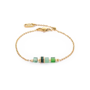 Bracelet Mini Cubes & Chain gold-green