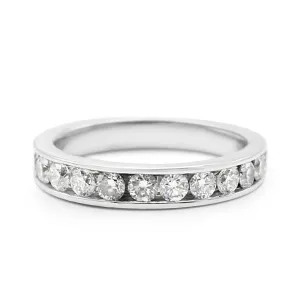 Brilliant Cut Diamond Channel Set Ring -18ct White Gold