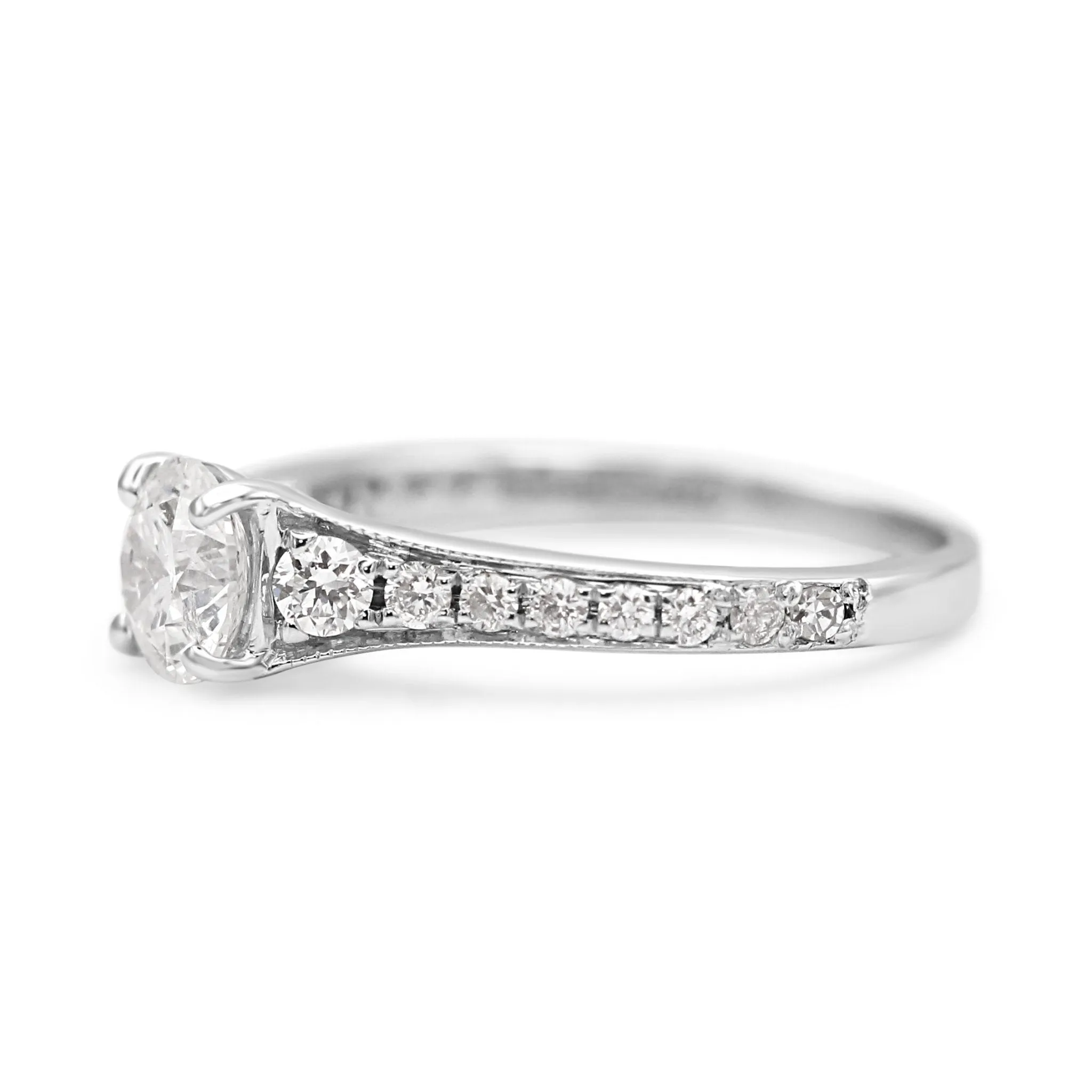 Brilliant Cut Solitaire Diamond Ring - 18ct White Gold