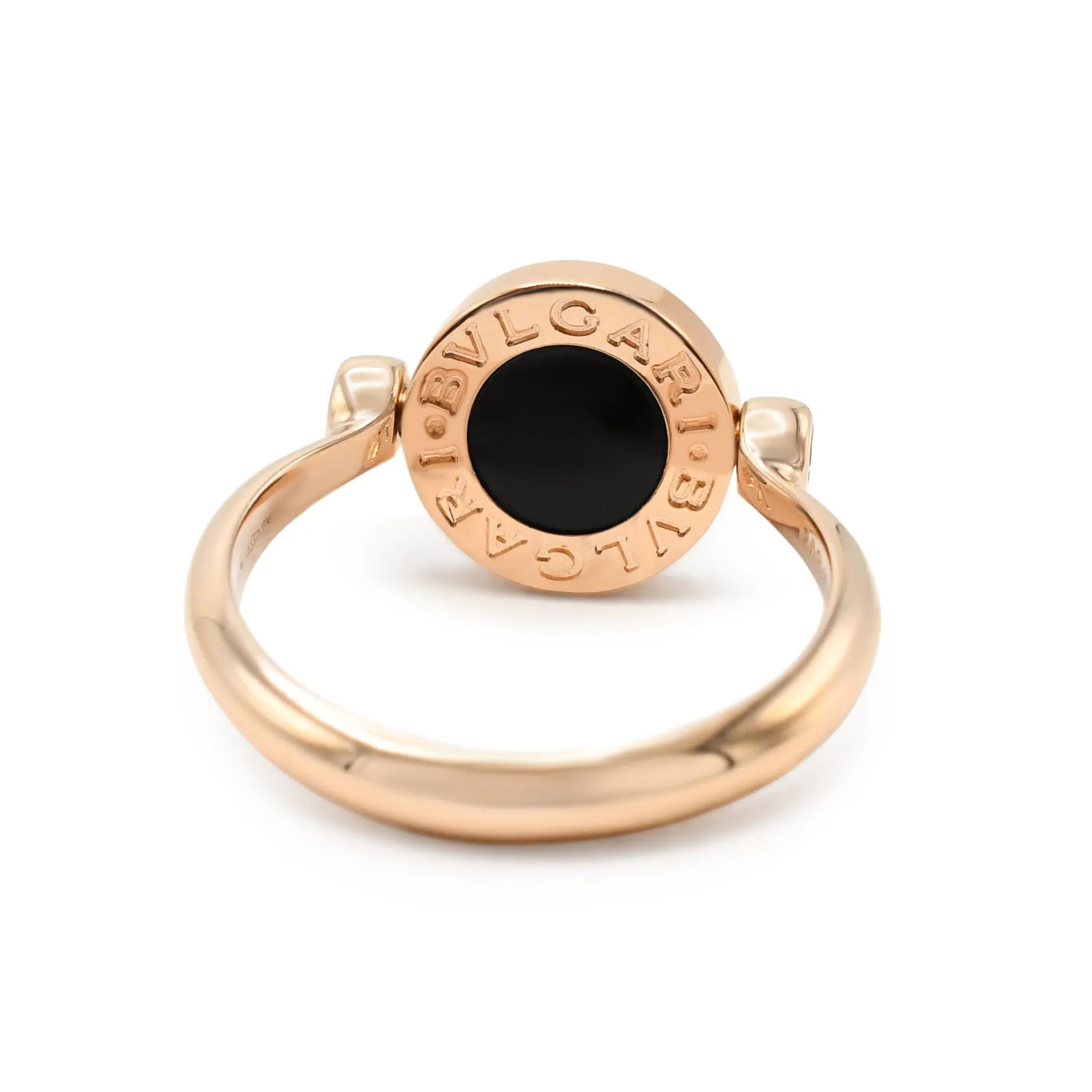 Bvlgari Bvlgari Onyx & Mother Of Pearl Flip Ring - 18ct Rose Rold