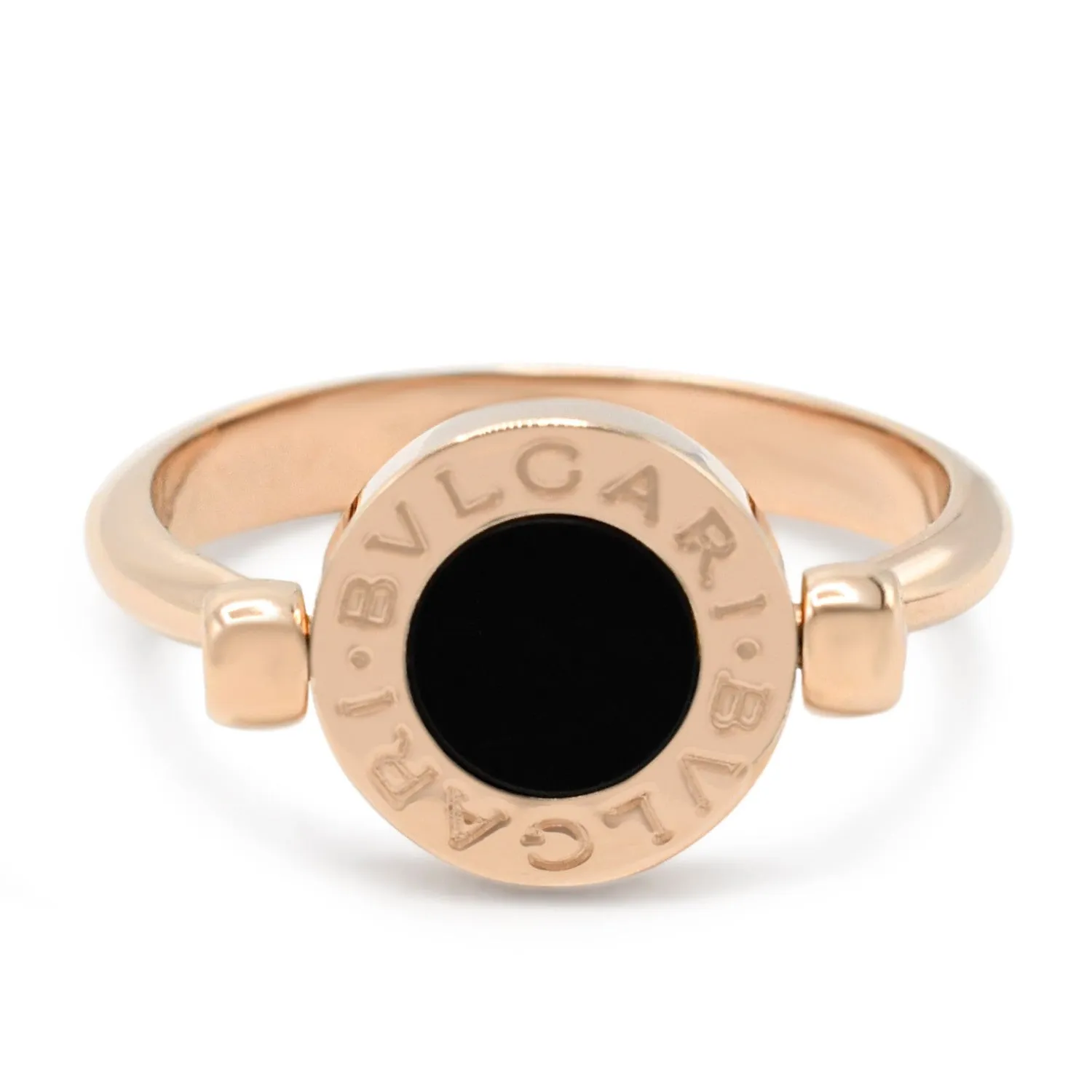 Bvlgari Bvlgari Onyx & Mother Of Pearl Flip Ring - 18ct Rose Rold