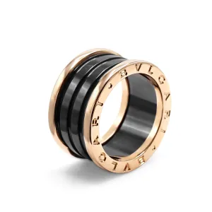 Bvlgari B.Zero1 4 Band Ring Size 54 - 18ct Rose Gold & Black Ceramic