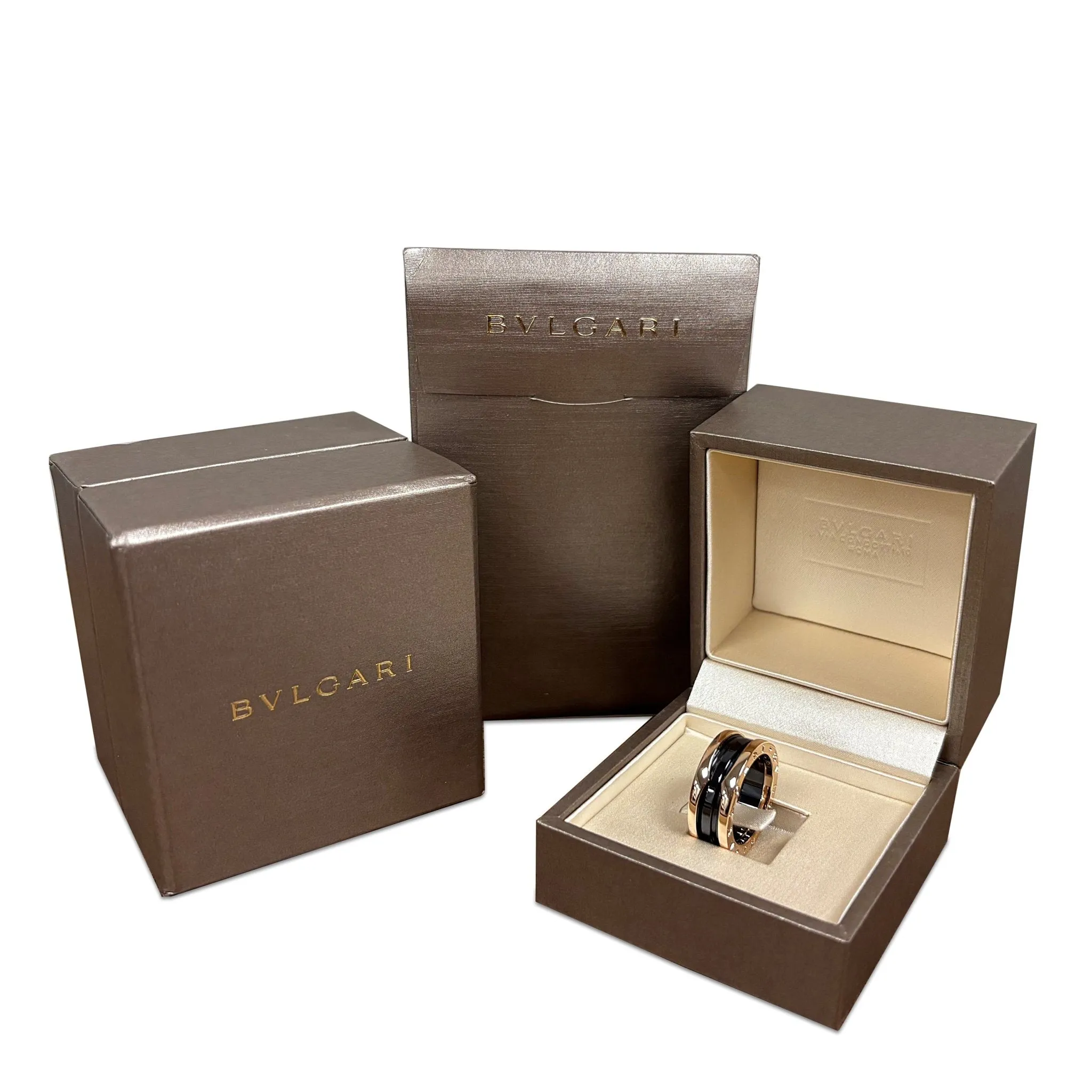 Bvlgari B.Zero1 Two Band Ring - 18ct Rose Gold & Black Ceramic