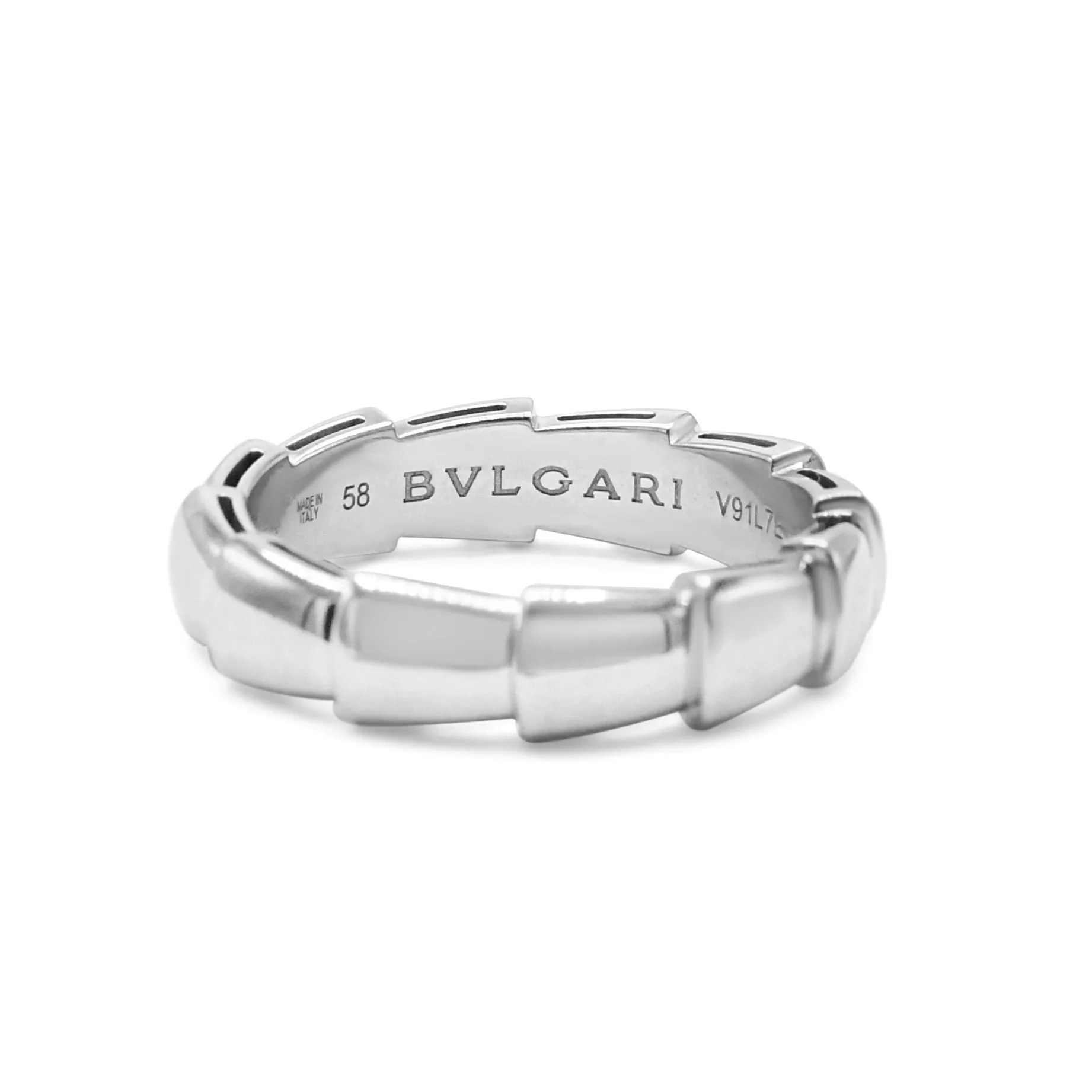 Bvlgari Serpenti Viper 5mm Ring Size 58 - 18ct White Gold