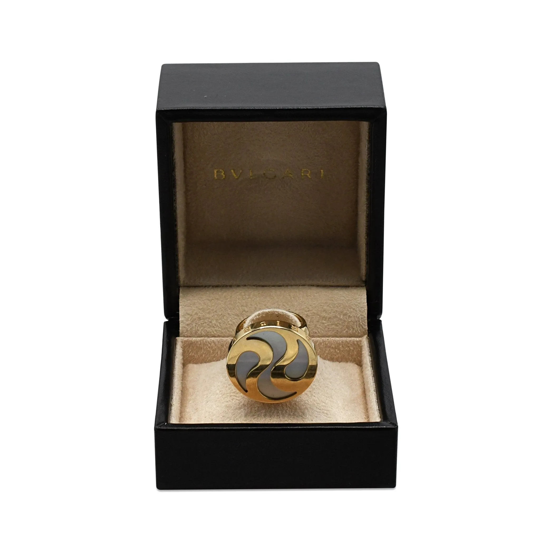 Bvlgari Spinning Optical Mother Of Pearl Set Ring