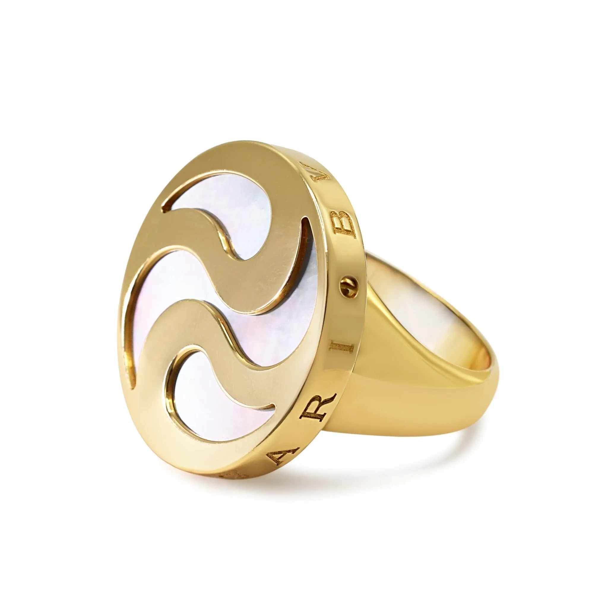 Bvlgari Spinning Optical Mother Of Pearl Set Ring